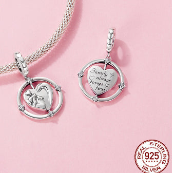 A Family Of Three Pendants 925 Silver Heart String Beads