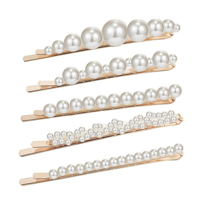 Simple Side Clip Girl Heart Pearl One Word Clip Bangs Clip Set