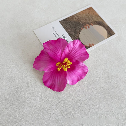Simulation Hibiscus Hair Clip Women Atmosphere Seaside Photography Headwear Flower Side Clip
