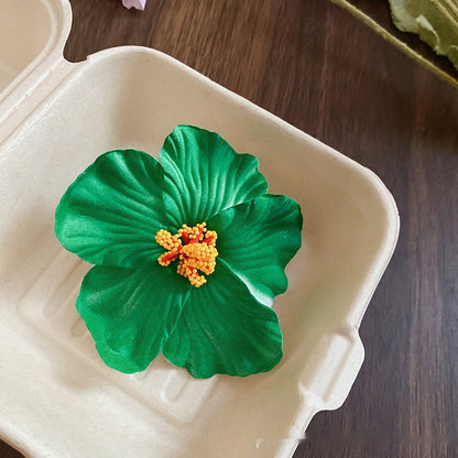 Simulation Hibiscus Hair Clip Women Atmosphere Seaside Photography Headwear Flower Side Clip