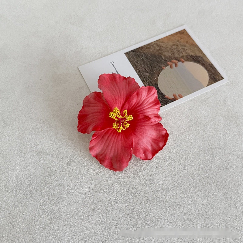 Simulation Hibiscus Hair Clip Women Atmosphere Seaside Photography Headwear Flower Side Clip