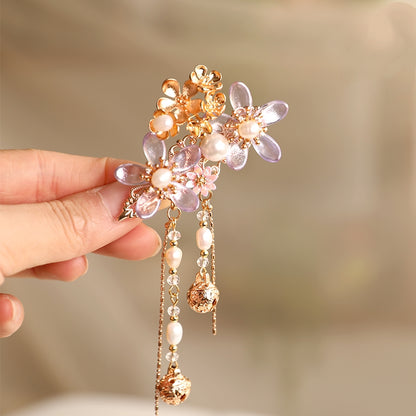 Retro Fashion Accessory With Bell And Tassel Hair Clip