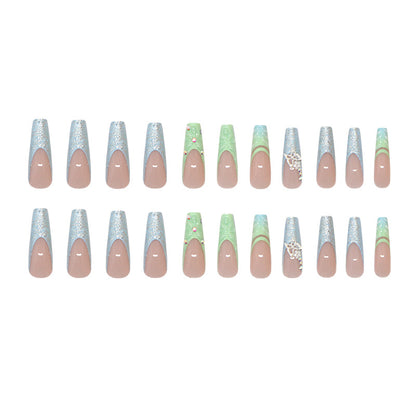 Thin And Glittering Long Ballet Nail Disassembly Nail Sticker Diamond Type 24 Pieces