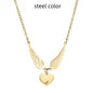 Laser-engraved Hollowed-out Wing Heart Pendant Necklace
