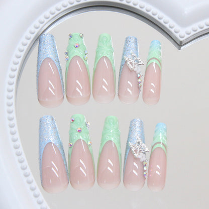 Thin And Glittering Long Ballet Nail Disassembly Nail Sticker Diamond Type 24 Pieces