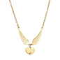 Laser-engraved Hollowed-out Wing Heart Pendant Necklace