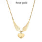Laser-engraved Hollowed-out Wing Heart Pendant Necklace