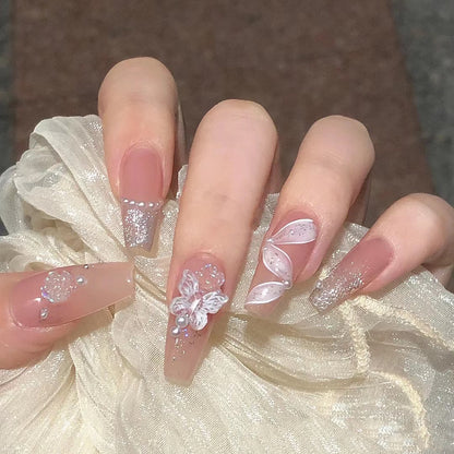 Rose Ribbon Fake Nail Tip