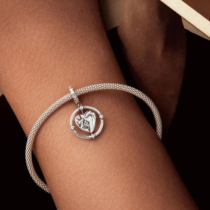 A Family Of Three Pendants 925 Silver Heart String Beads