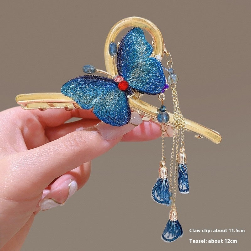 Women's Fashion Large Butterfly Tassel Barrettes