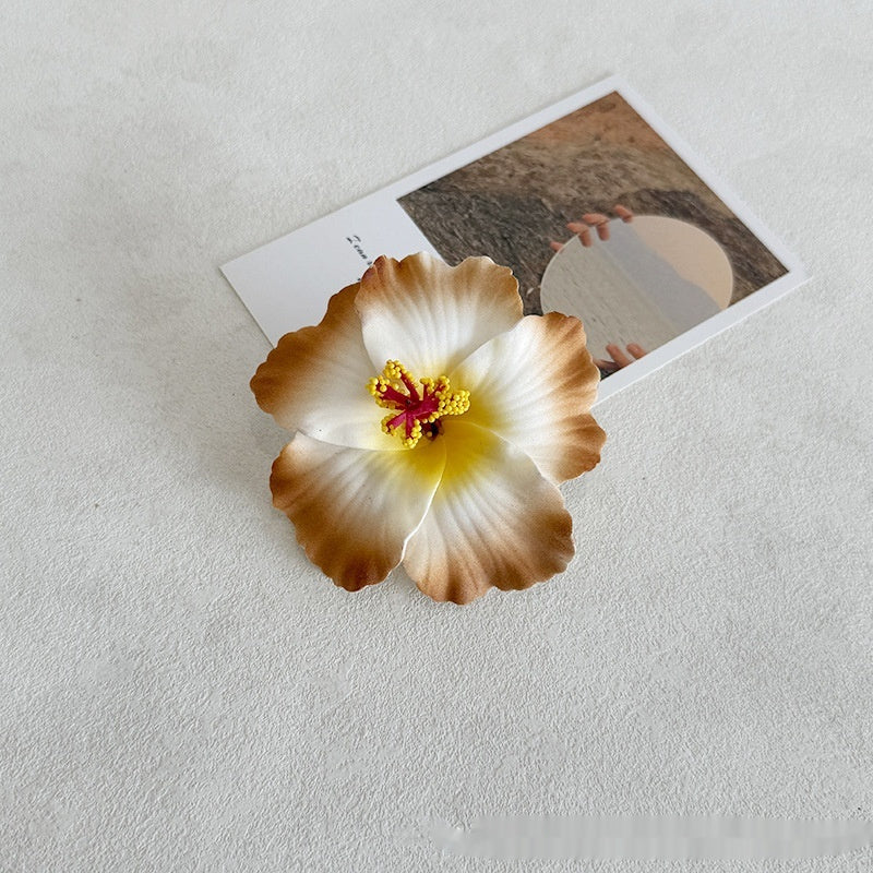 Simulation Hibiscus Hair Clip Women Atmosphere Seaside Photography Headwear Flower Side Clip