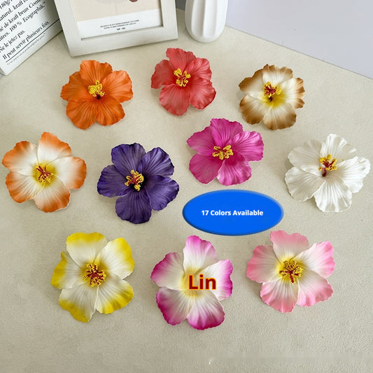 Simulation Hibiscus Hair Clip Women Atmosphere Seaside Photography Headwear Flower Side Clip