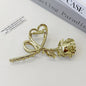 Metal Rose Flower Hair Clip Back Head Hair Ornaments
