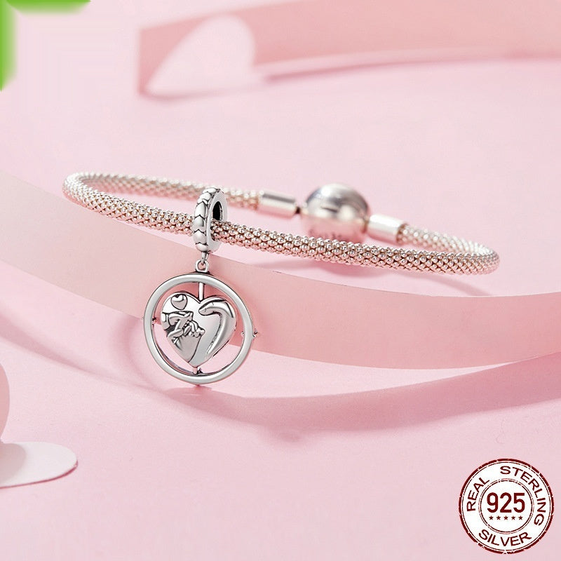 A Family Of Three Pendants 925 Silver Heart String Beads