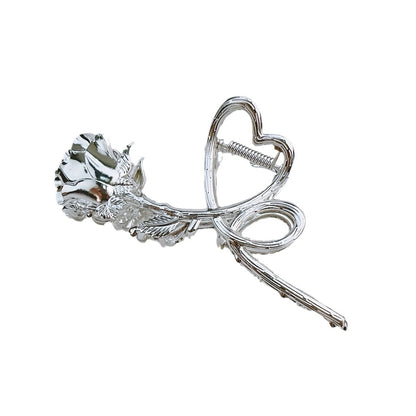 Metal Rose Flower Hair Clip Back Head Hair Ornaments
