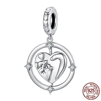 A Family Of Three Pendants 925 Silver Heart String Beads