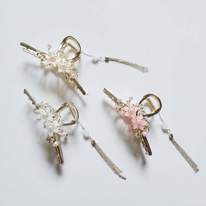 Women's Fashion Vintage Tassel Cherry Blossom Hair Clip