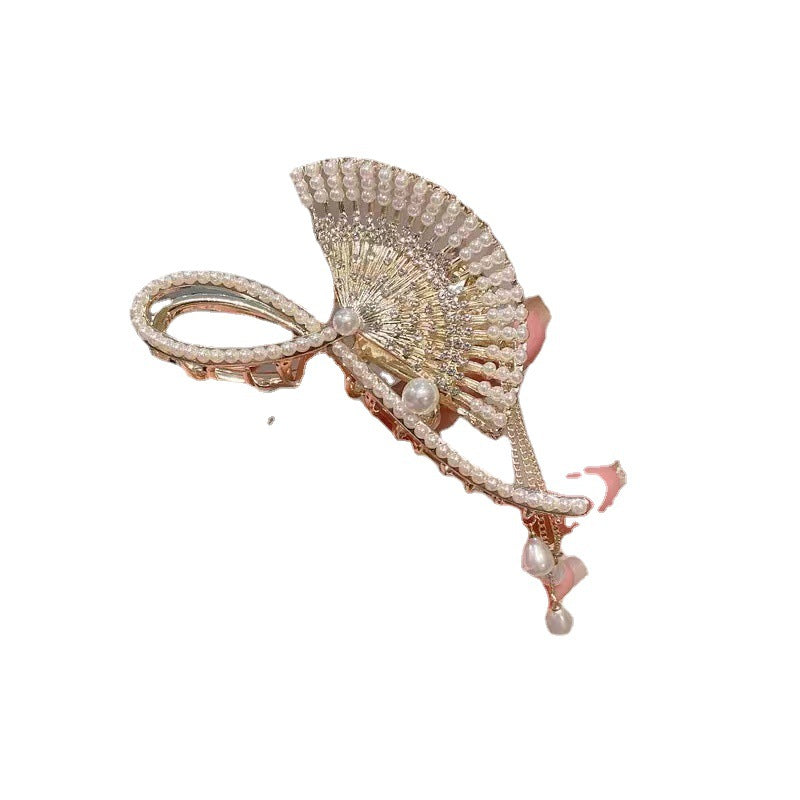 Fan Tassel Grip Female Gentle Elegant Hair Claw Korean Large Shark Clip Hairware Wholesale