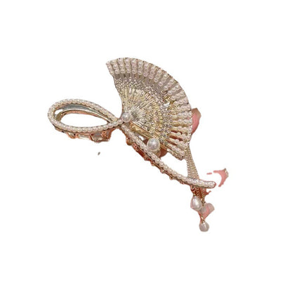 Fan Tassel Grip Female Gentle Elegant Hair Claw Korean Large Shark Clip Hairware Wholesale