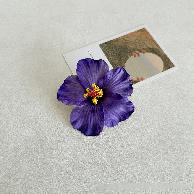 Simulation Hibiscus Hair Clip Women Atmosphere Seaside Photography Headwear Flower Side Clip