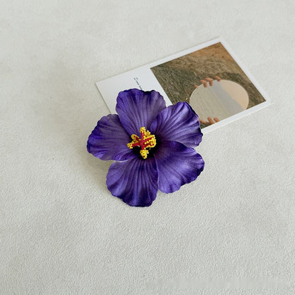 Simulation Hibiscus Hair Clip Women Atmosphere Seaside Photography Headwear Flower Side Clip