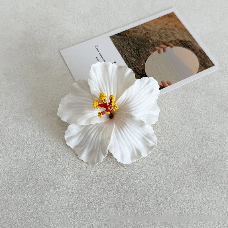 Simulation Hibiscus Hair Clip Women Atmosphere Seaside Photography Headwear Flower Side Clip