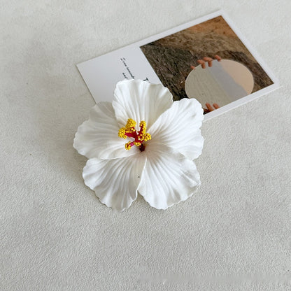 Simulation Hibiscus Hair Clip Women Atmosphere Seaside Photography Headwear Flower Side Clip